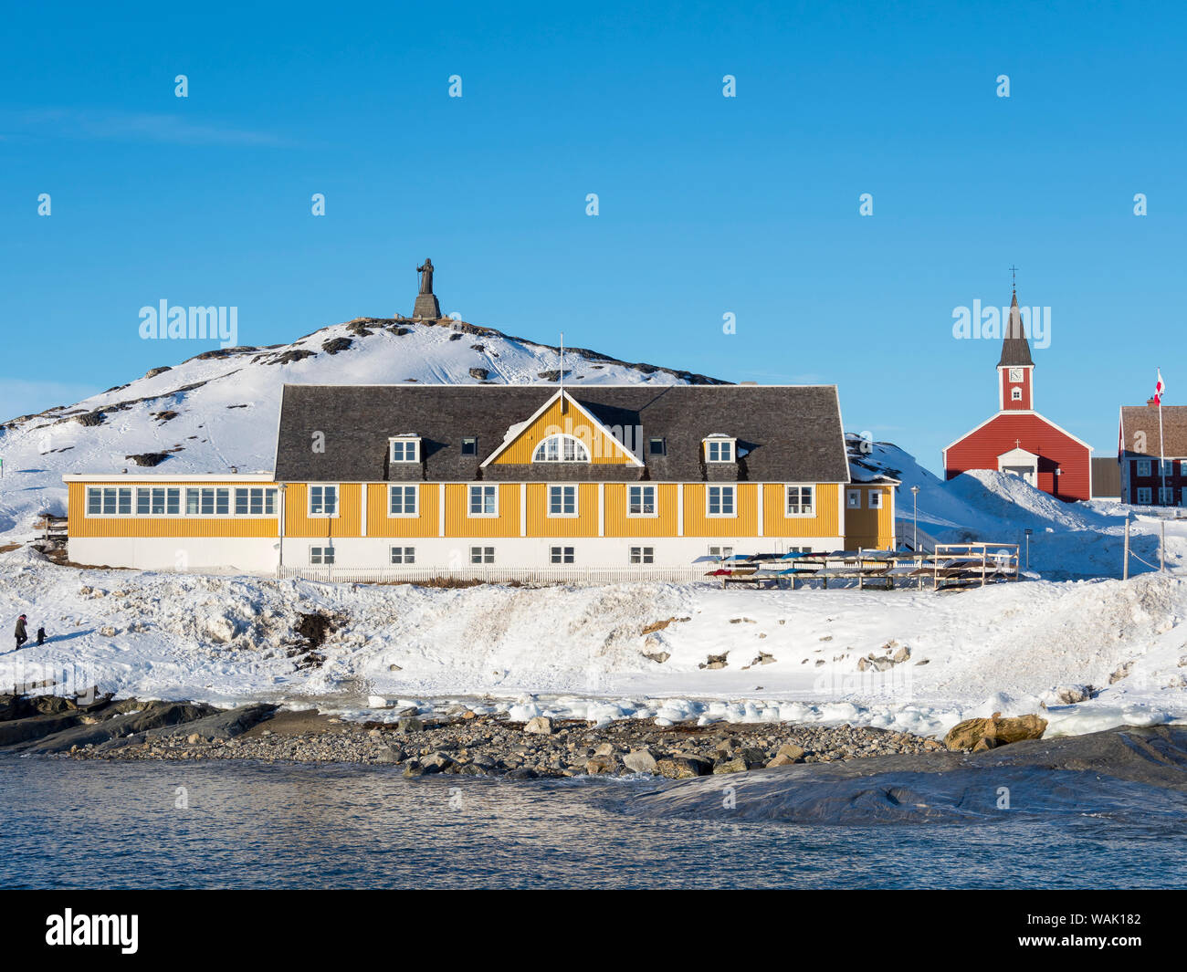 The old hospital. Nuuk, capital of Greenland. (Editorial Use Only) Stock Photo