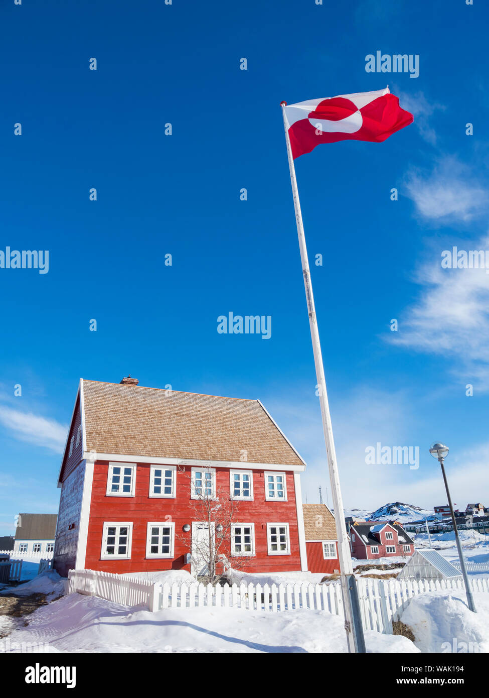 Red House in the old town of Nuuk, capital of Greenland. (Editorial Use