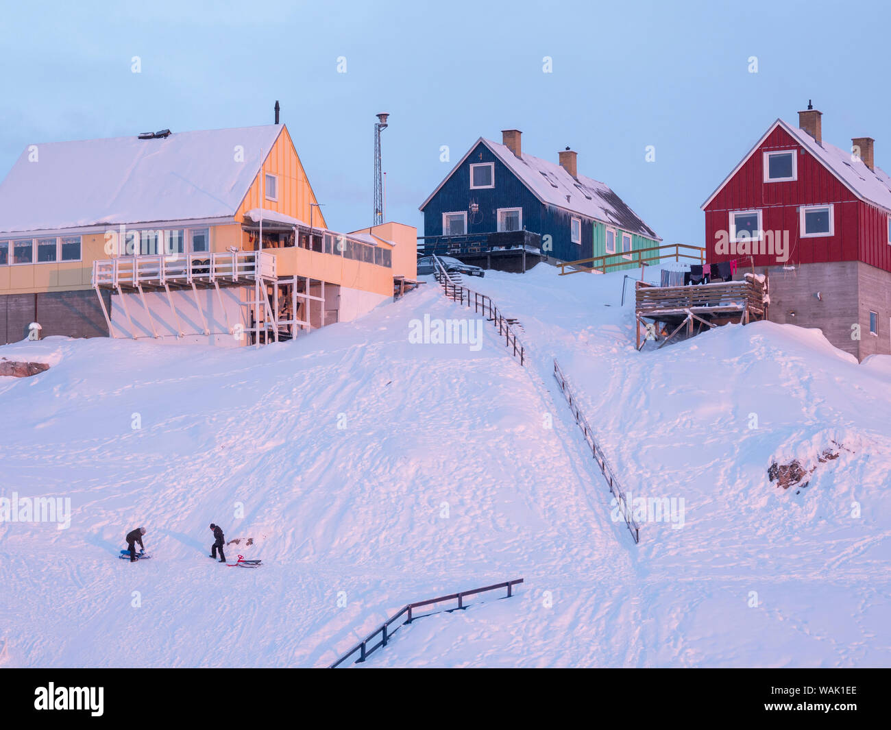 Town at the shore of Disko Bay. Greenland. (Editorial Use Only) Stock Photo