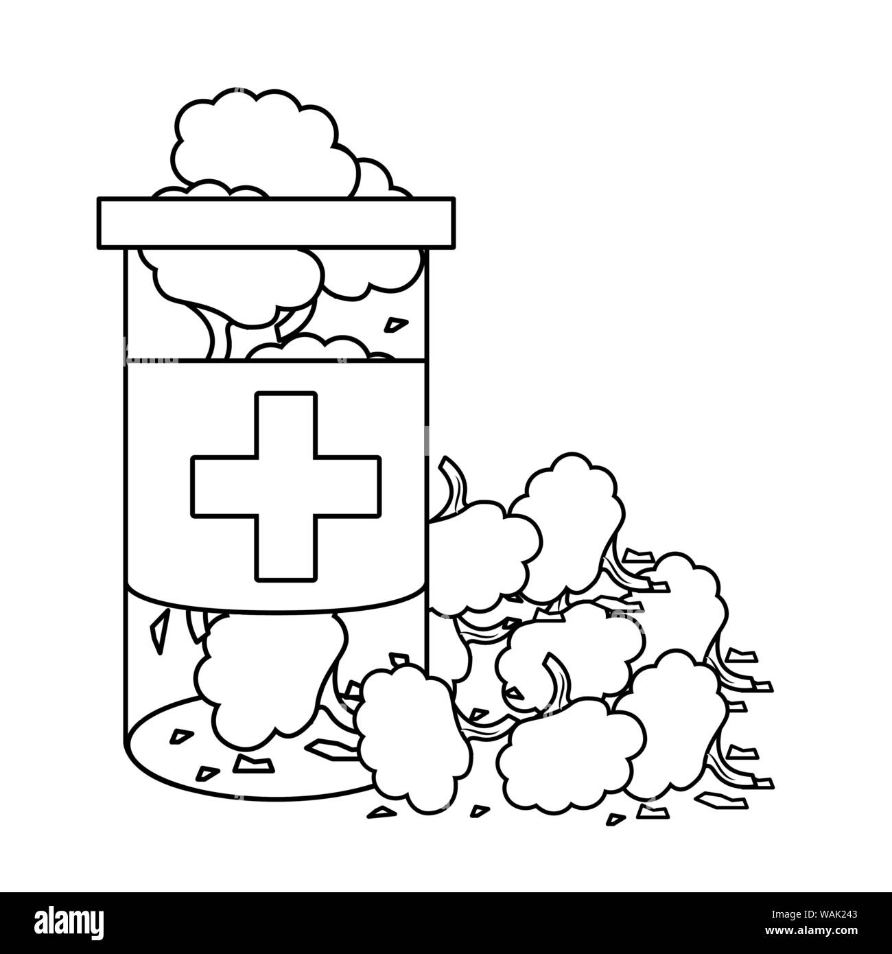 cannabis martihuana sativa hemp cartoon in black and white Stock Vector ...