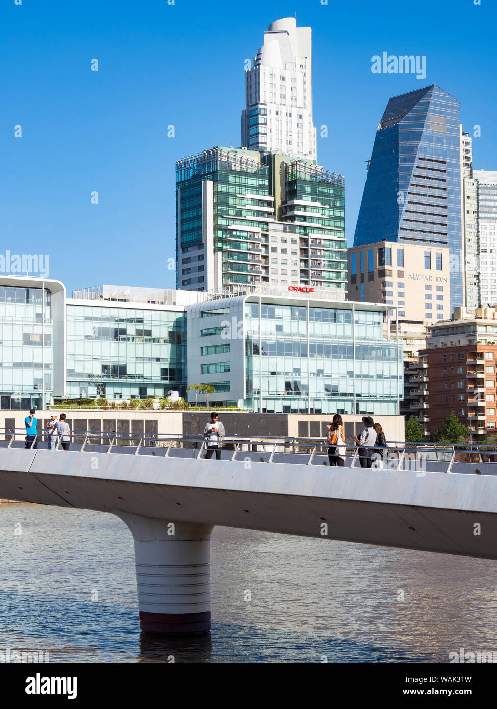 Puente de la Mujer, a rotating footbridge designed by architect Santiago  Calatrava. Puerto Madero, the modern living quarter around the old docks of Buenos  Aires. South America, Argentina. (Editorial Use Only Stock