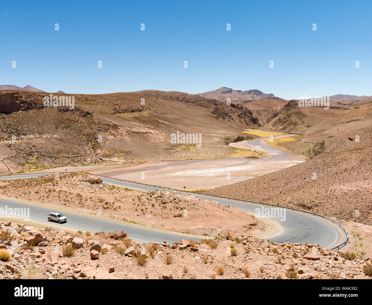 Landscape between Salar Salinas Grandes and Susques in the Altiplano, Argentina. Stock Photo