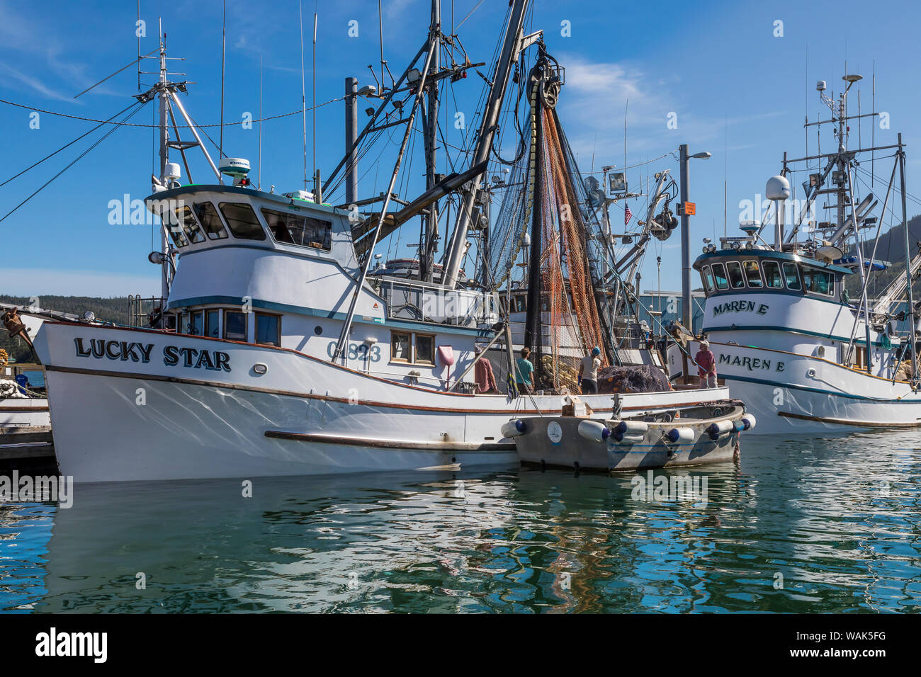 USA, Alaska, Craig. Commercial fishing fleet in harbor. Credit as Don