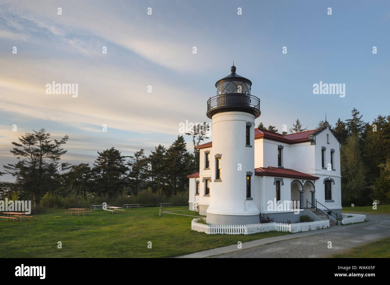 Admiralty Head Lighthouse, Fort Casey State Park on Whidbey Island, Washington State. Stock Photo