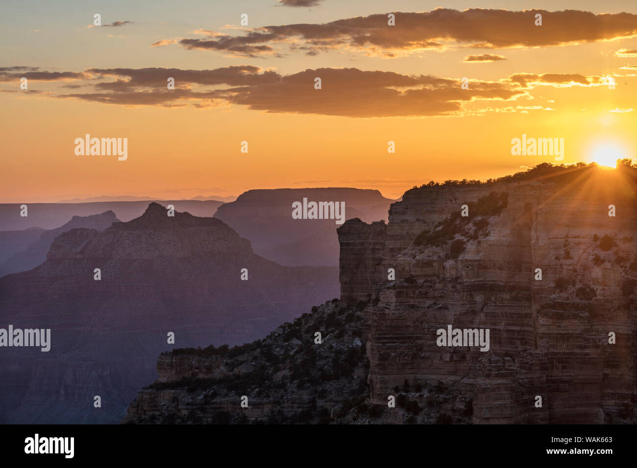 Sunset over Cape Royal in Grand Canyon National Park, Arizona, USA Stock Photo
