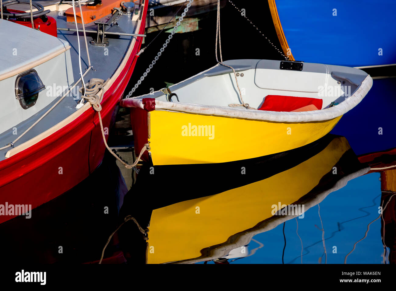 USA, Washington, Port Townsend. Colorful boats in water. Credit as: Jim Nilsen / Jaynes Gallery / DanitaDelimont.com Stock Photo