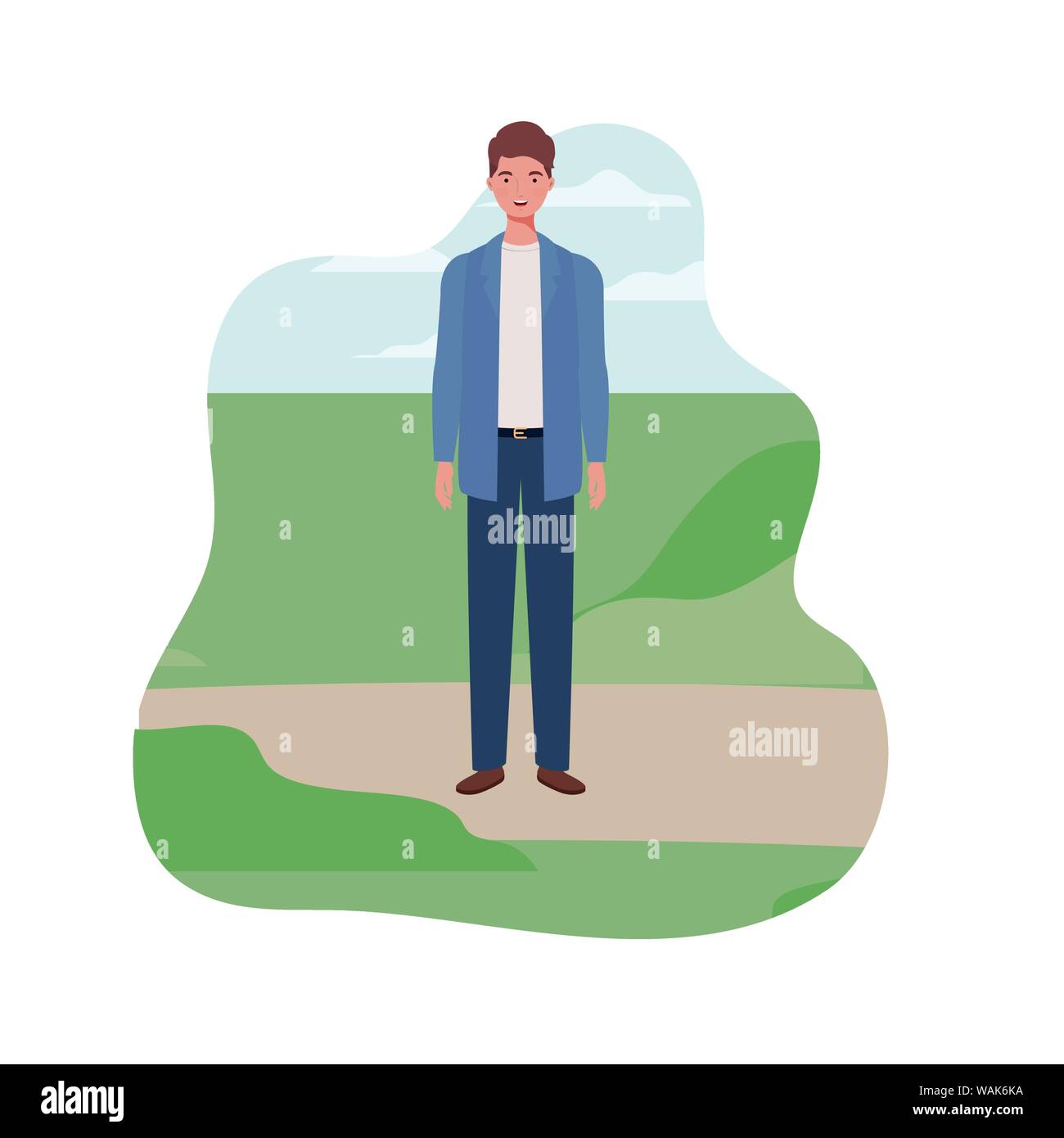 young man standing with landscape background Stock Vector Image & Art ...