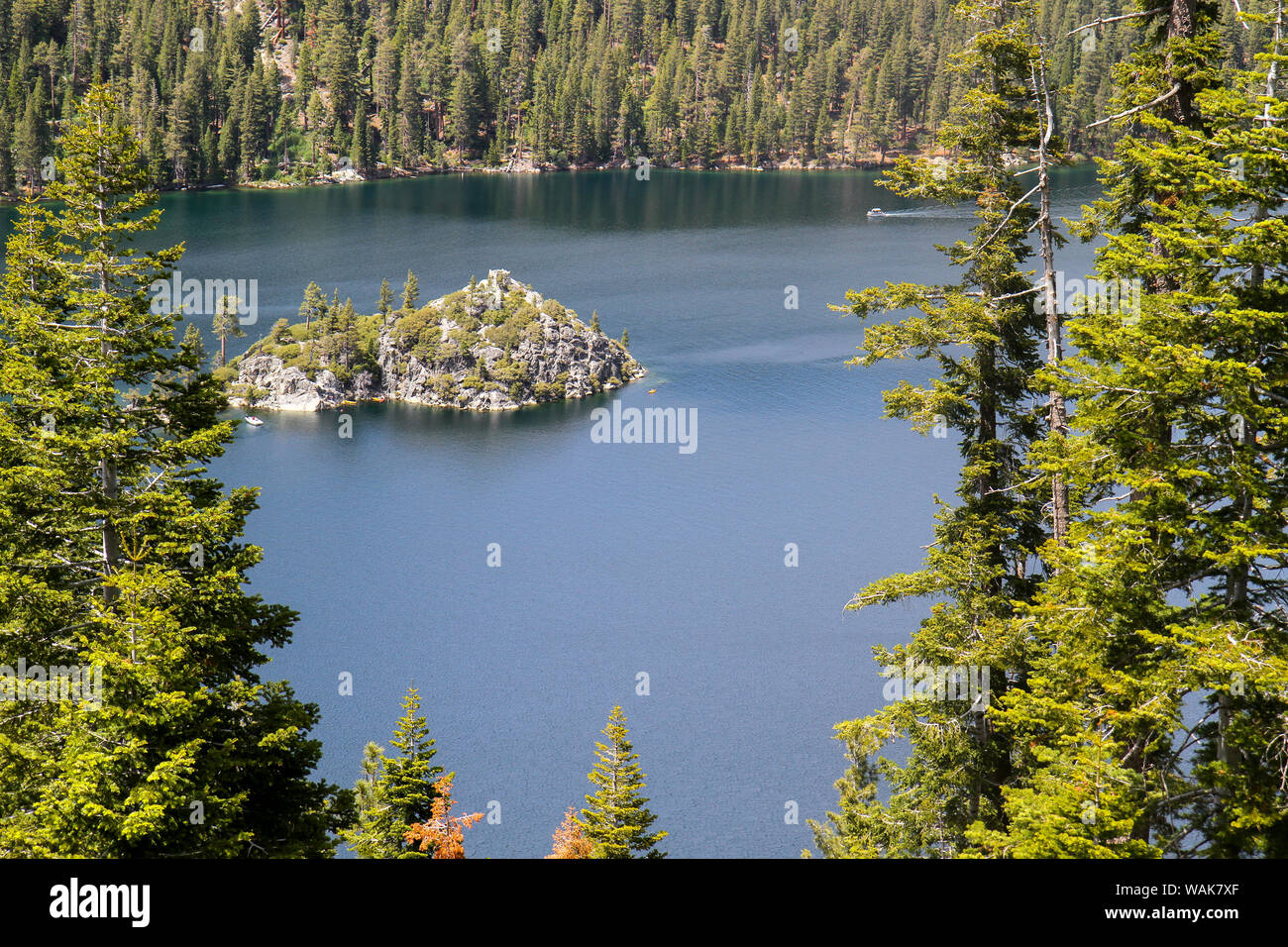 View towards Fannette Island from Inspiration Point, Emerald Bay, Lake Tahoe, California, Usa Stock Photo