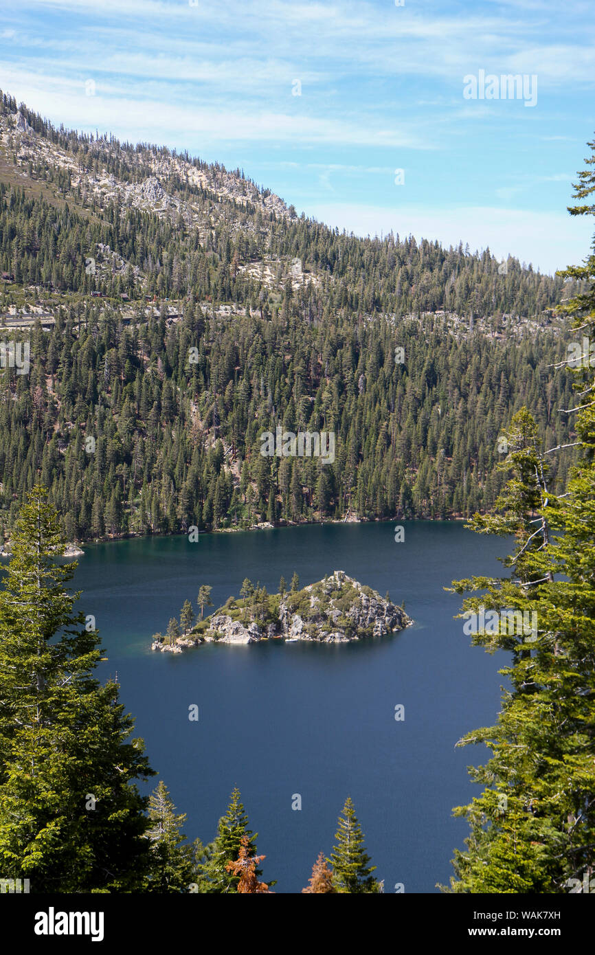View towards Fannette Island from Inspiration Point, Emerald Bay, Lake Tahoe, California, Usa Stock Photo