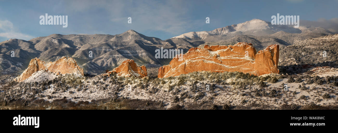 USA, Colorado, Garden of the Gods. Panoramic of fresh snow
