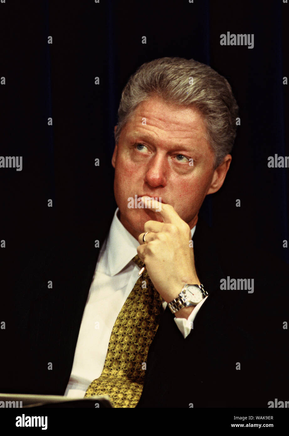 September 13, 1997. Washington, D.C. President Bill Clinton at a health care event announcing labeling on child prescriptions Stock Photo