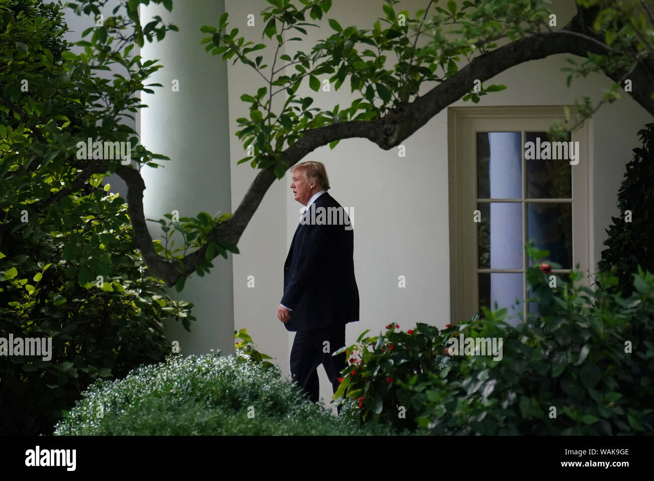 July 20, 2018. Washington, D.C. President Donald Trump walks from the Oval Office to Marine One on his way to Bedminster, NJ Stock Photo