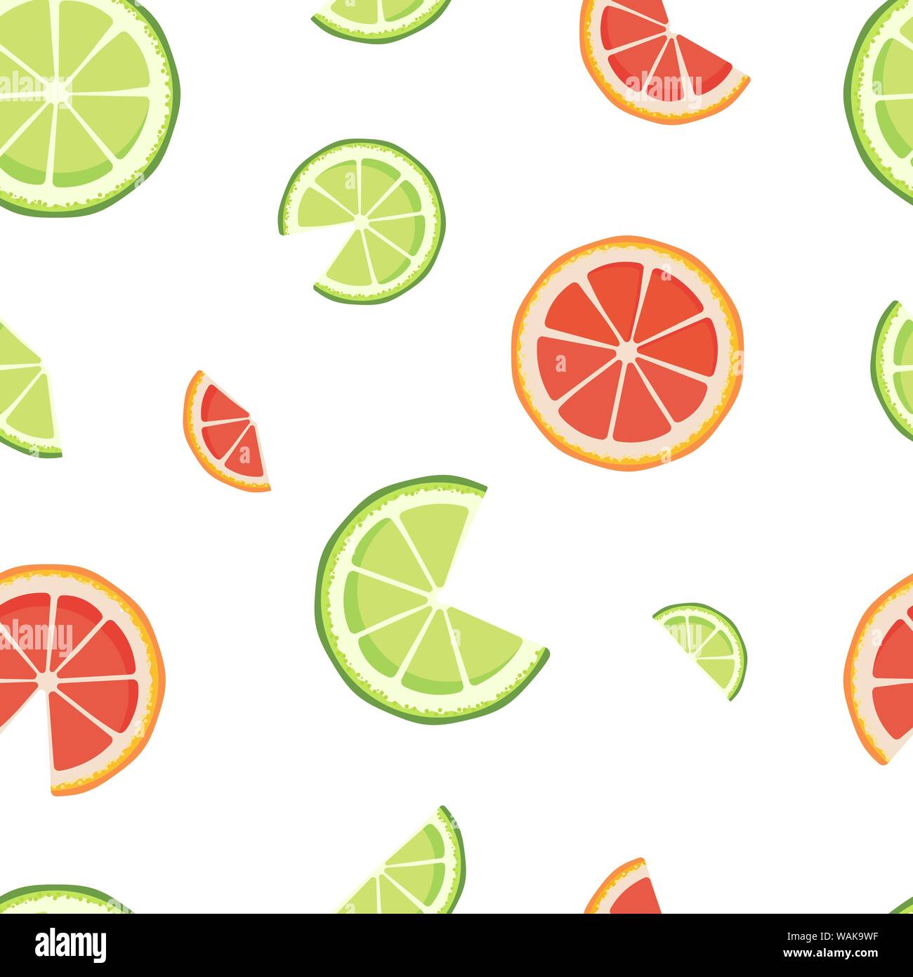 Vector seamless pattern with lime and grapefruit slices isolated on ...