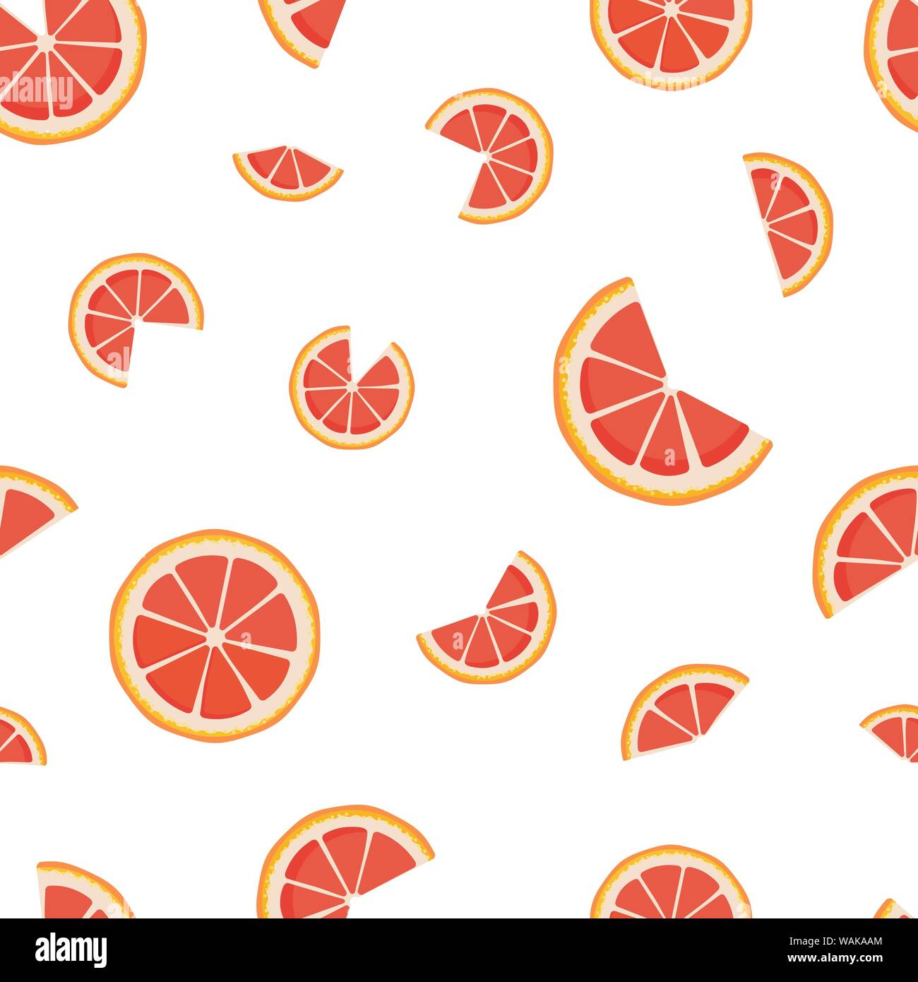 Vector seamless pattern with grapefruit slices isolated on white ...