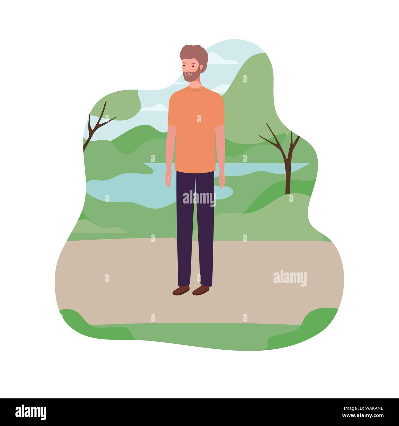 young man standing with landscape background Stock Vector Image & Art ...