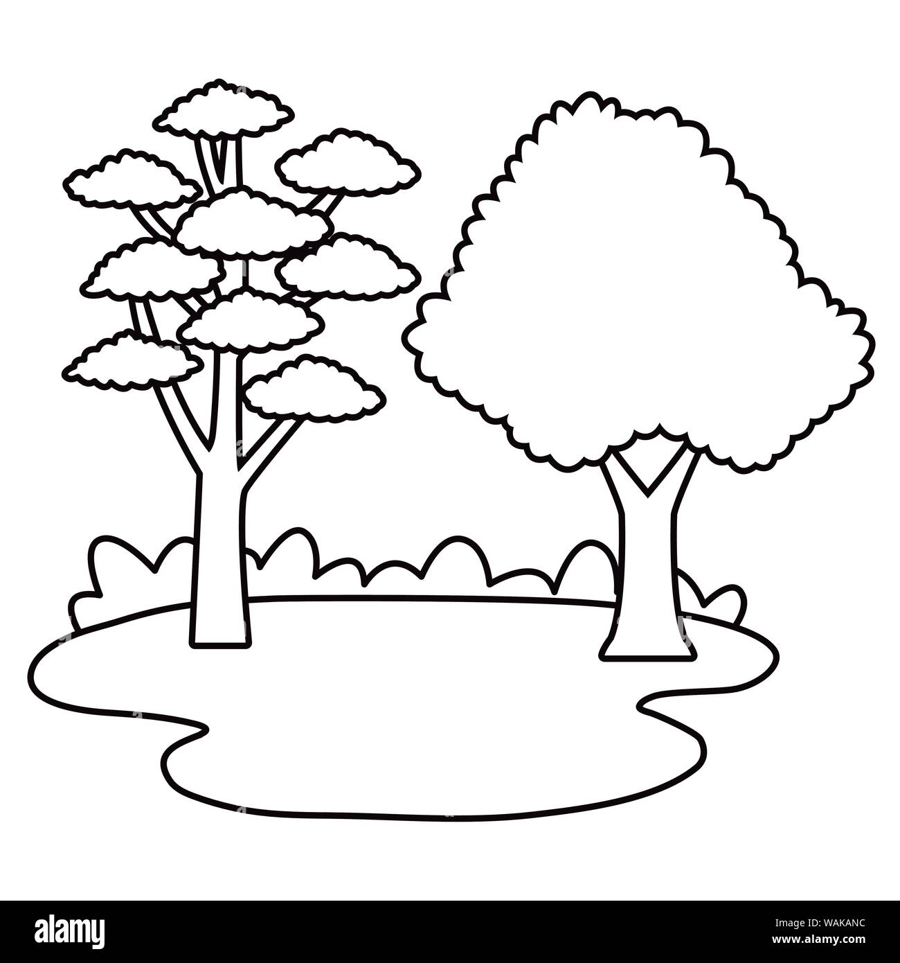 nature trees park cartoons in black and white Stock Vector Image & Art -  Alamy