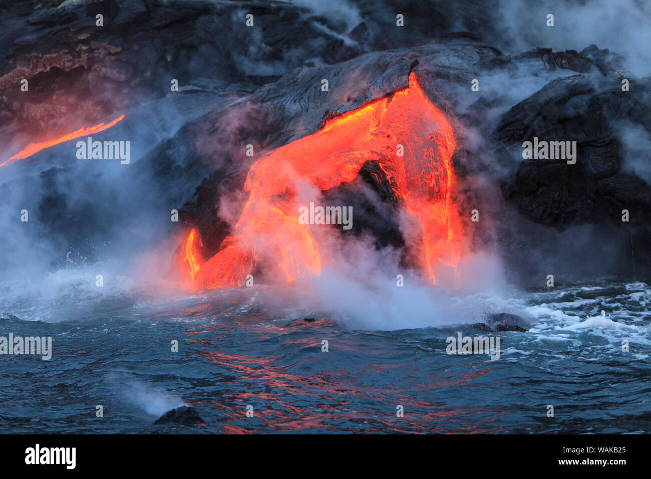 Kilauea lava flow near former town of Kalapana, Big Island, Hawaii, USA Stock Photo