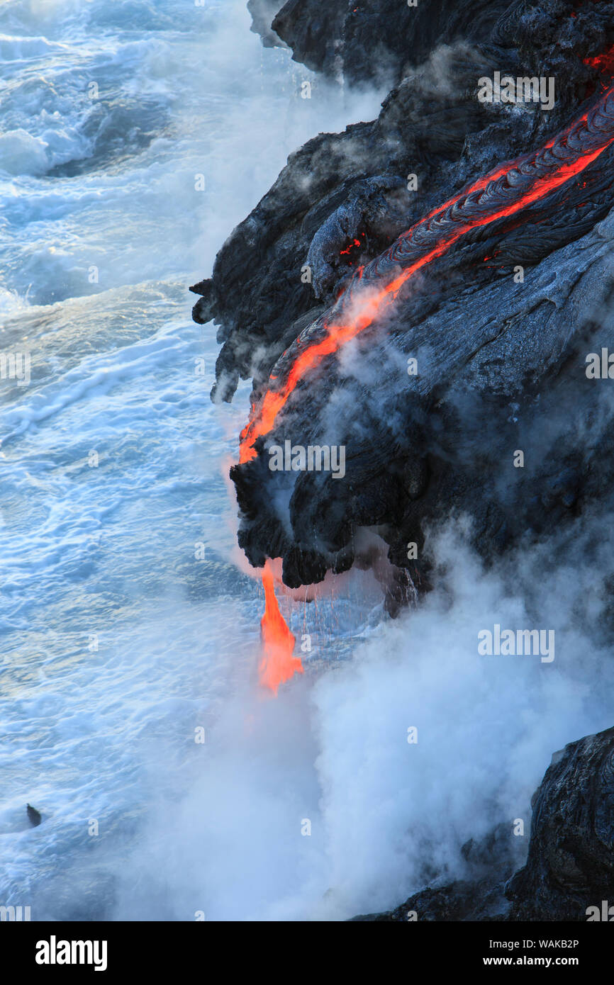 Kilauea lava flow near former town of Kalapana, Big Island, Hawaii, USA Stock Photo