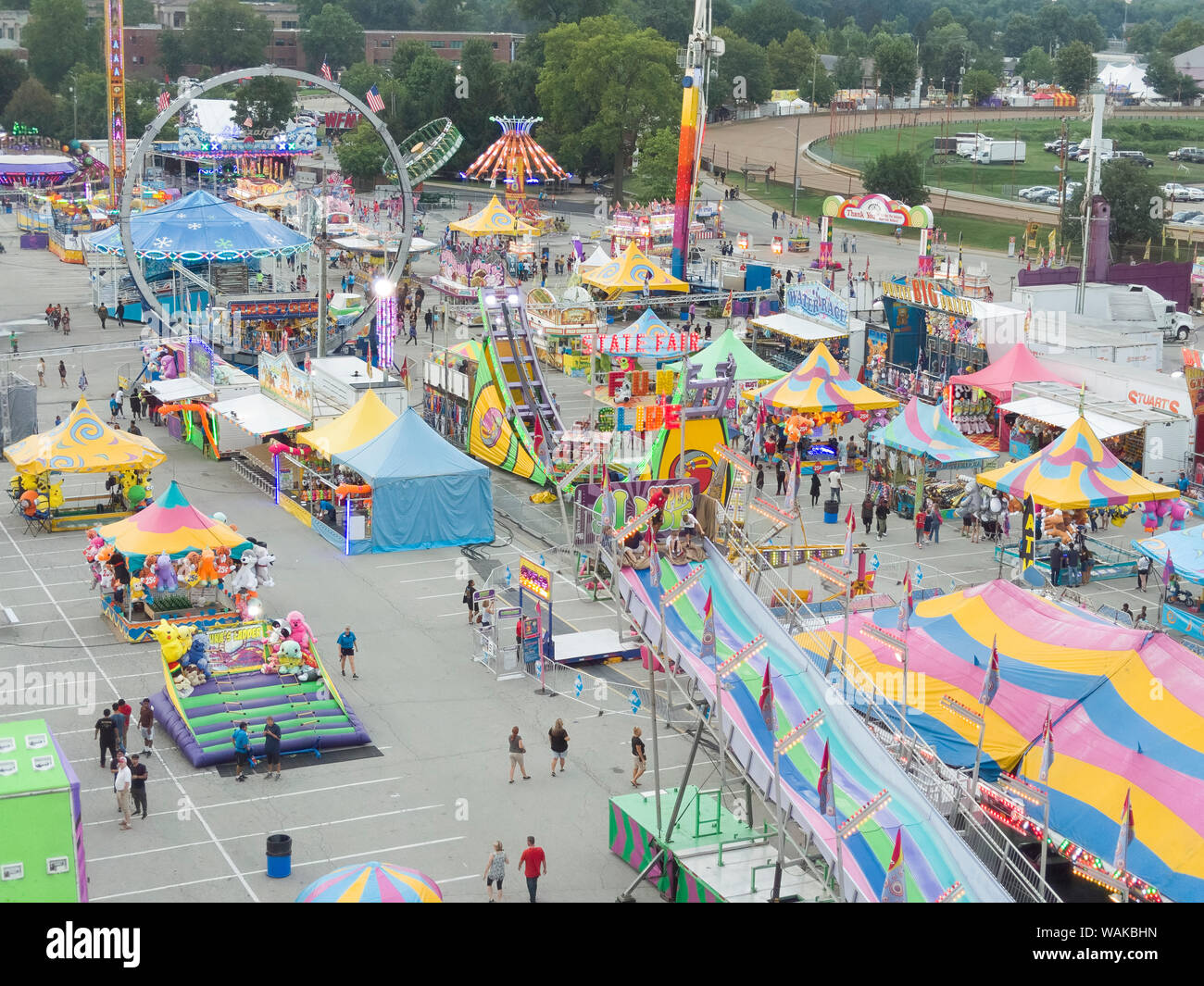 USA, Indiana, Indianapolis. Overview of midway on fairgrounds. Credit as: Wendy Kaveney / Jaynes Gallery / DanitaDelimont.com Stock Photo