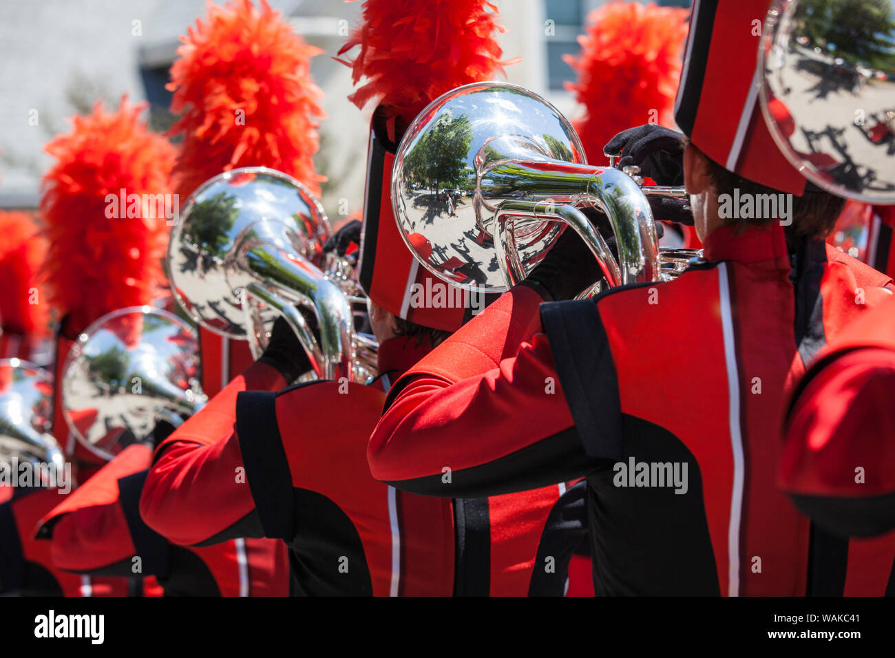 USA, Massachusetts, Cape Ann, Manchester by the Sea. Fourth of July Parade, marching band Stock Photo