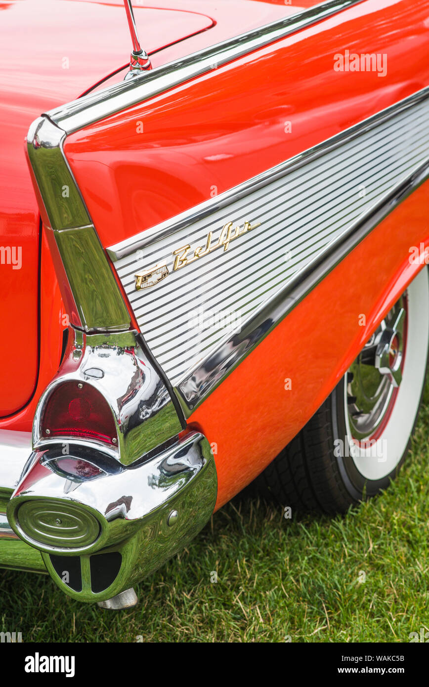 USA, Massachusetts, Beverly. Antique cars, 1957 Chevrolet Bel Air tail
