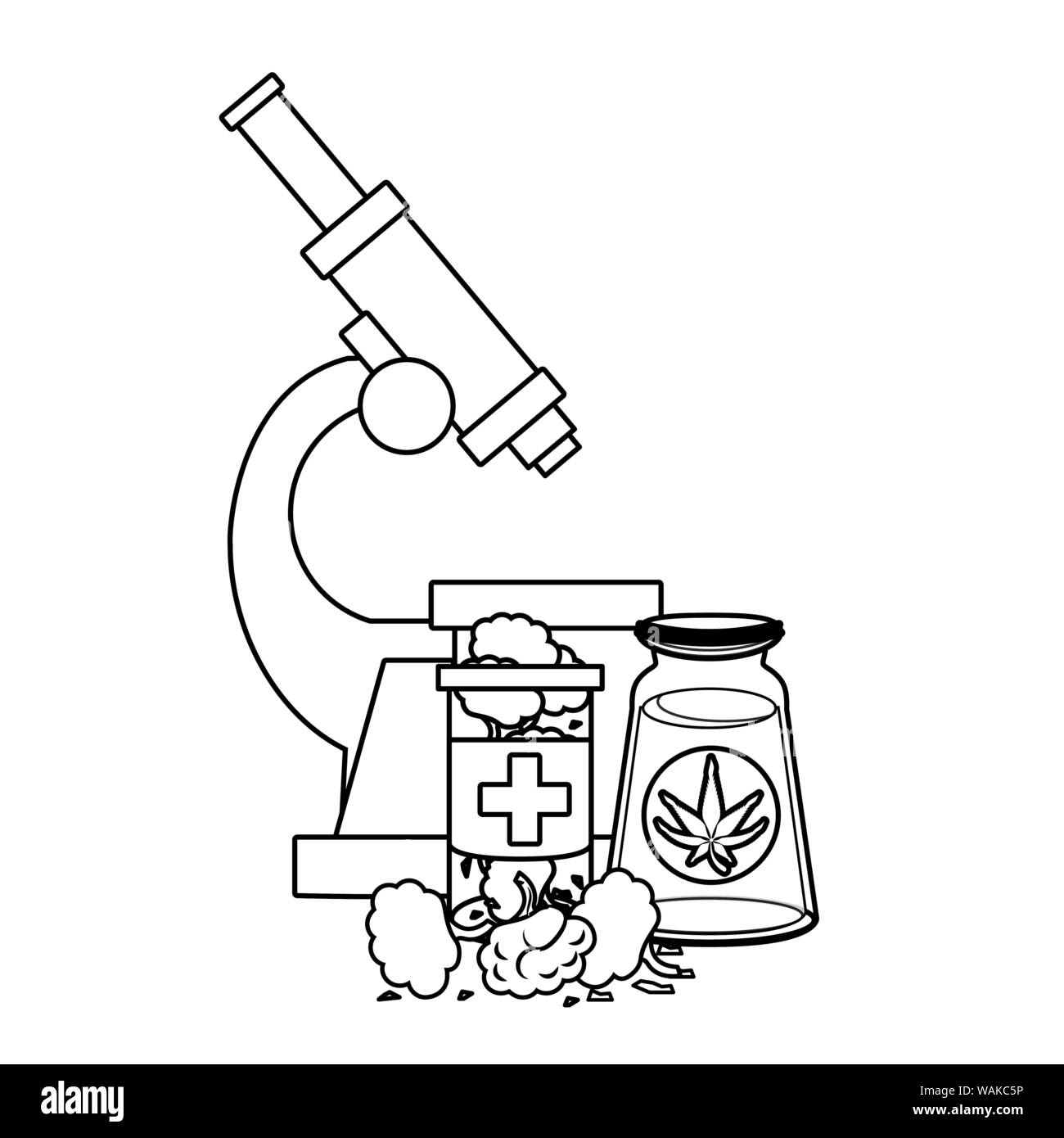 cannabis martihuana sativa hemp cartoon in black and white Stock Vector ...