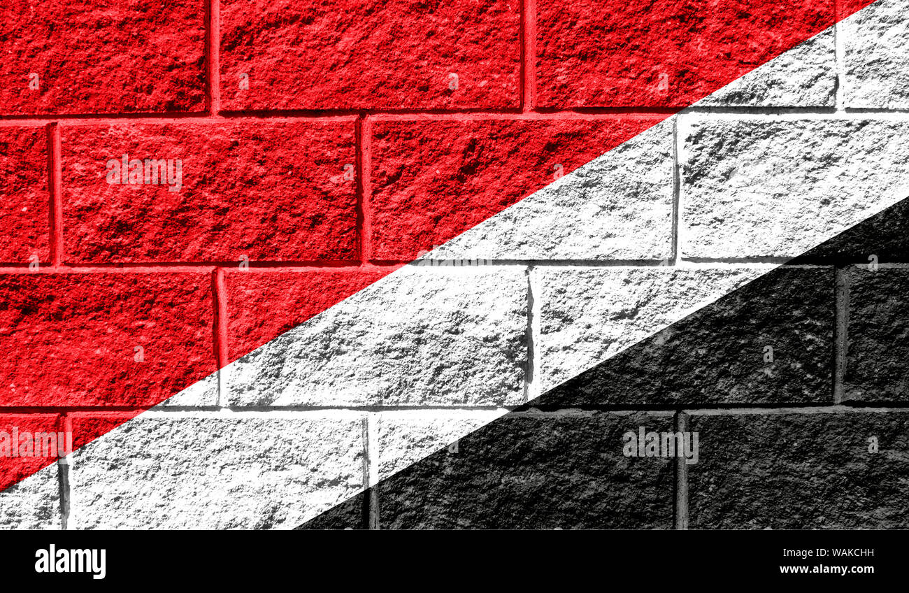 Flag of Sealand,Principality of close up painted on a cracked wall ...
