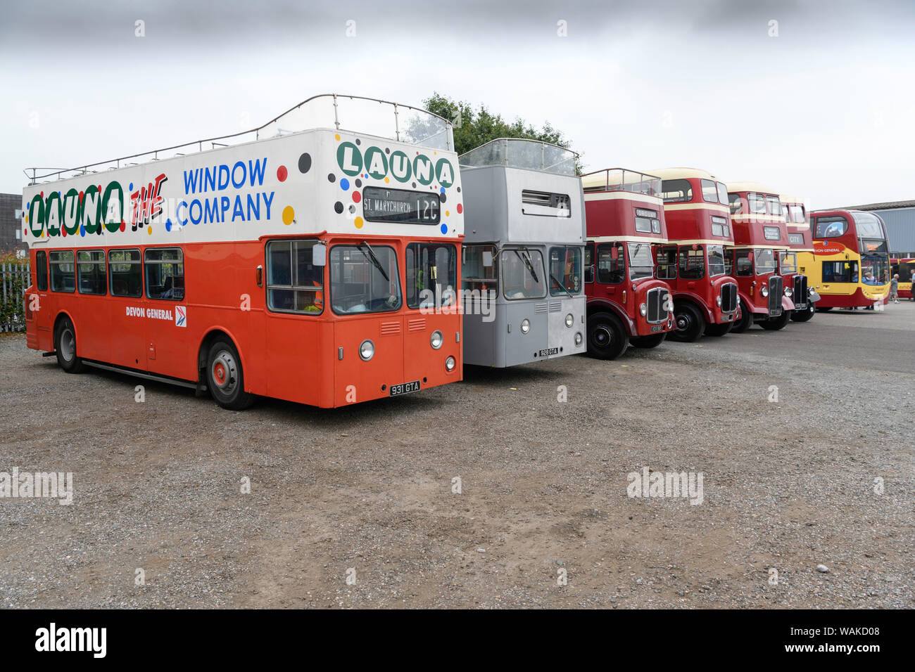 Old and new. Line up of Devon General buses. Stock Photo