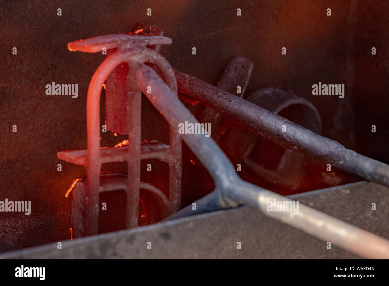 Branding iron heating up at calf branding at the Theodore Roosevelt