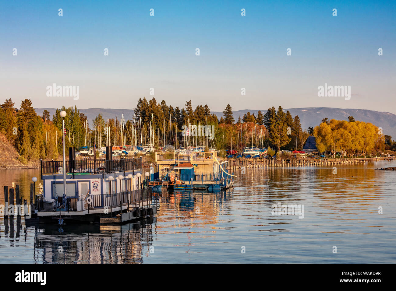 House Boats In Days Last Light On Flathead Lake In Somers Montana Usa Stock Photo Alamy