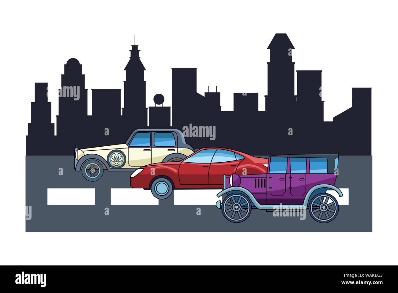 Vintage and classic with modern cars vehicles Stock Vector Image & Art ...