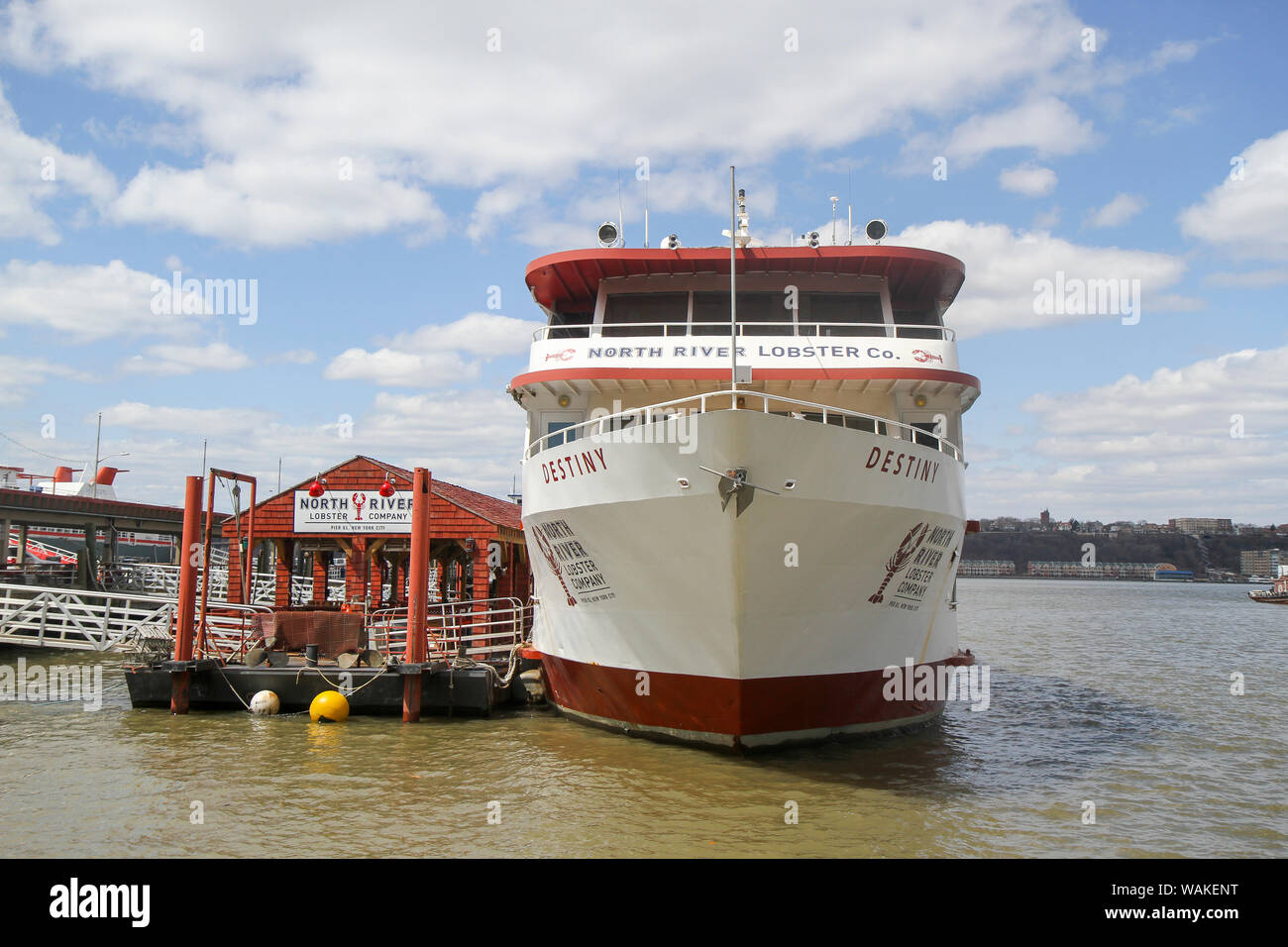 North River Lobster Company boat, Pier 81, Hudson River, New York City Stock Photo Alamy