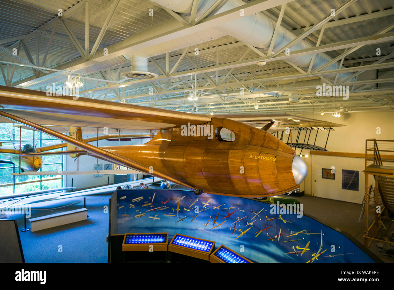 USA, New York, Elmira. National Soaring Museum, early wooden Albatross glider (Editorial Use