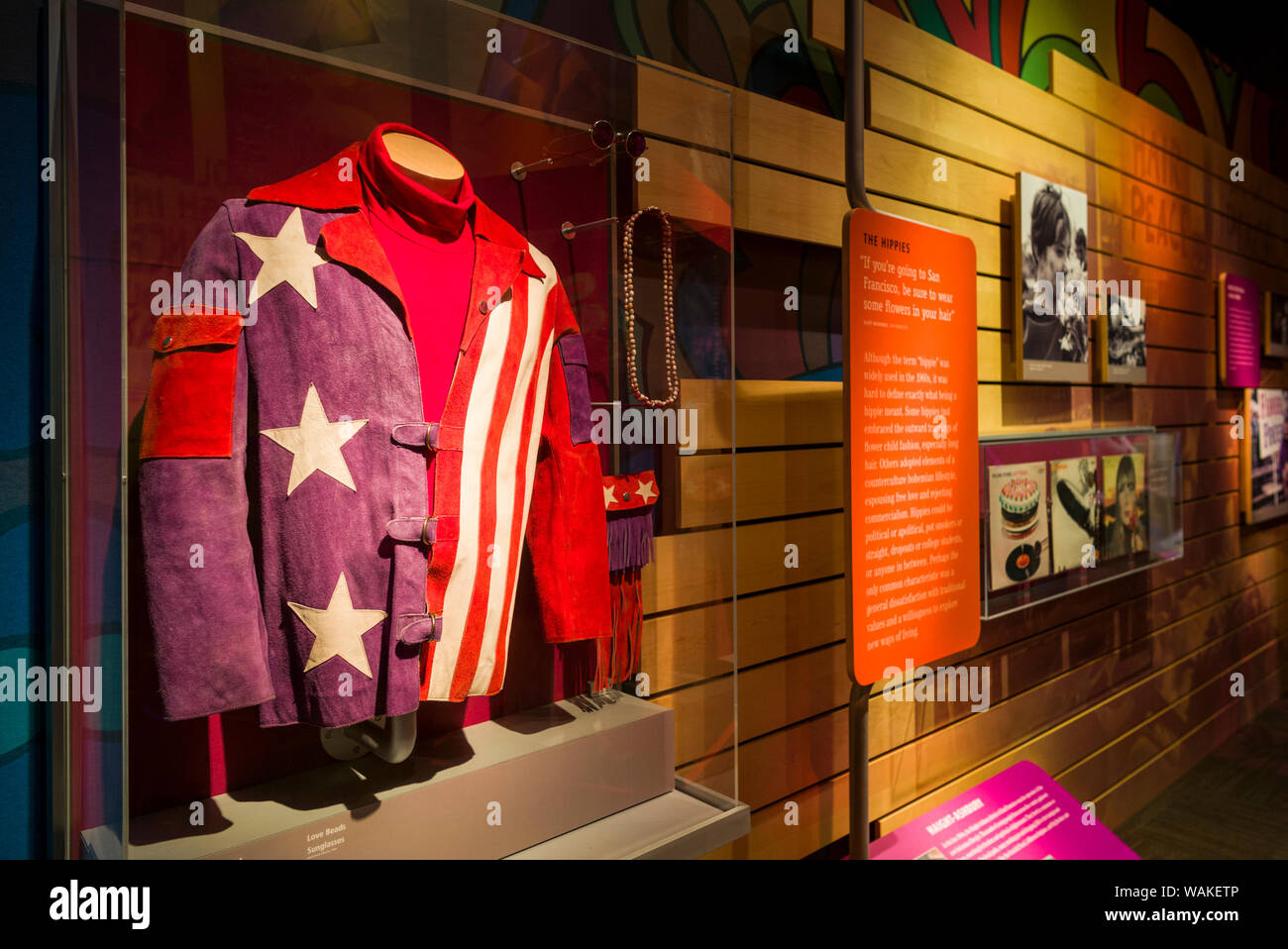 USA, New York, Bethel. The Museum at Bethel Woods, 1960's hippie style