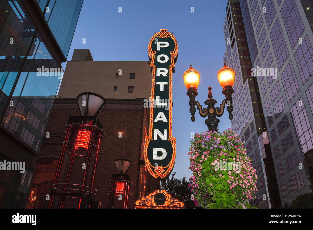 Portland Theater. Historic section of Downtown Portland near Pioneer