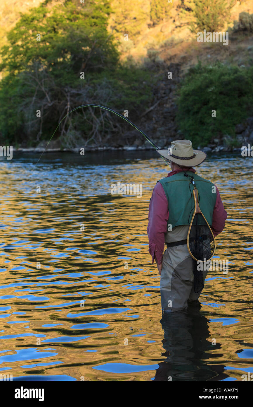 People fly fishing, Lower Deschutes River, Central Oregon, USA (MR