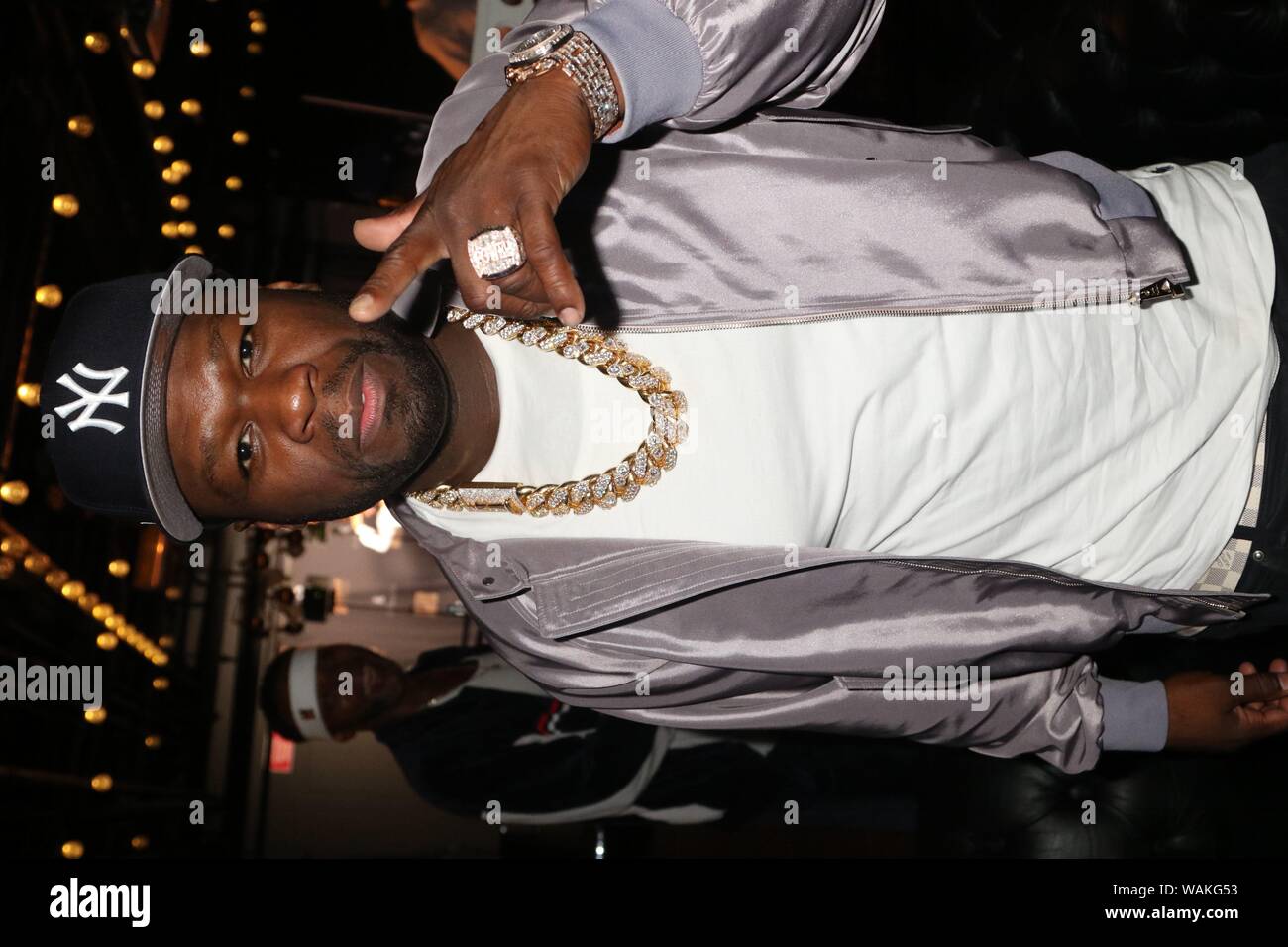 New York, NY, USA. 20th Aug, 2019. 50 Cent backstage at the Power Season 6 Premiere August 20, 2019 at Madison Square Garden in New York City. Photo Credit: Walik Goshorn/Mediapunch/Alamy Live News Stock Photo