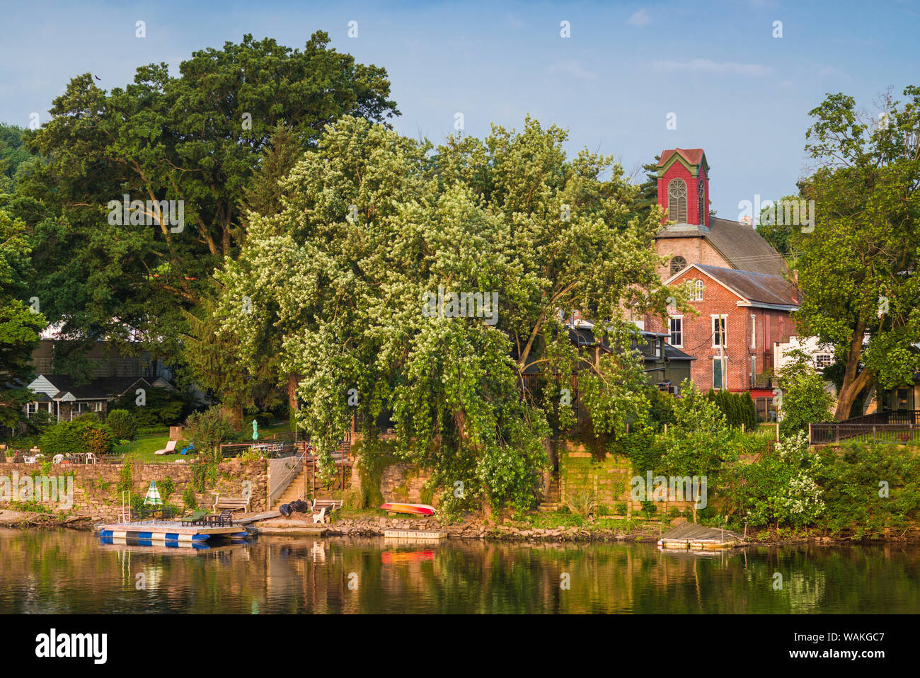 USA, Pennsylvania, New Hope. town view from the Delaware River Stock Photo