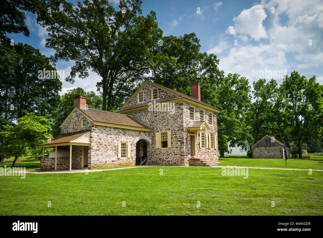 USA, Pennsylvania, King of Prussia. Valley Forge National Historical Park, battlefield of the American Revolutionary War, General George Washington's headquarters Stock Photo