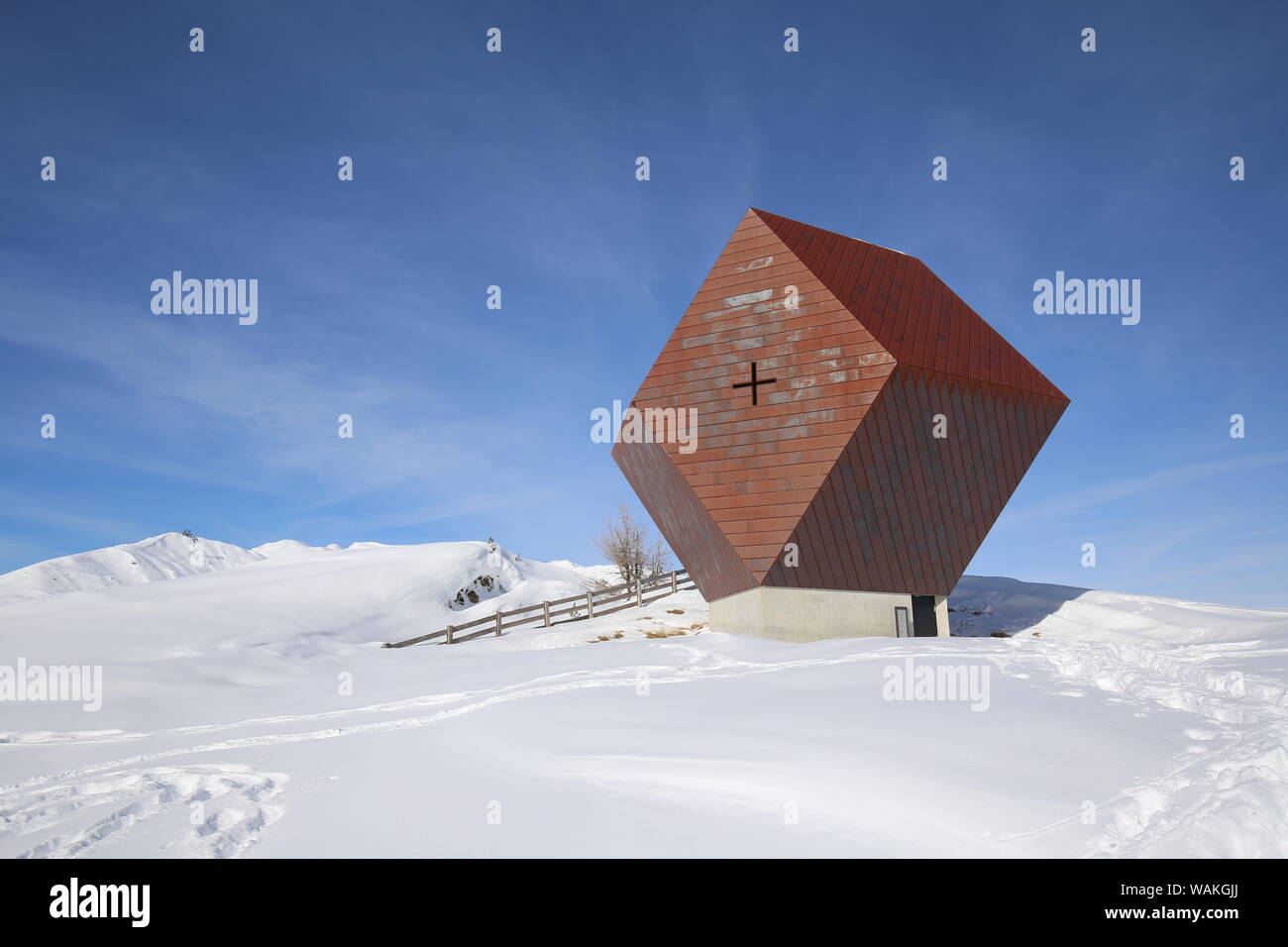 Die Granatkapelle des Architekten Mario Botto auf dem Penkenjoch im Zillertal Stock Photo