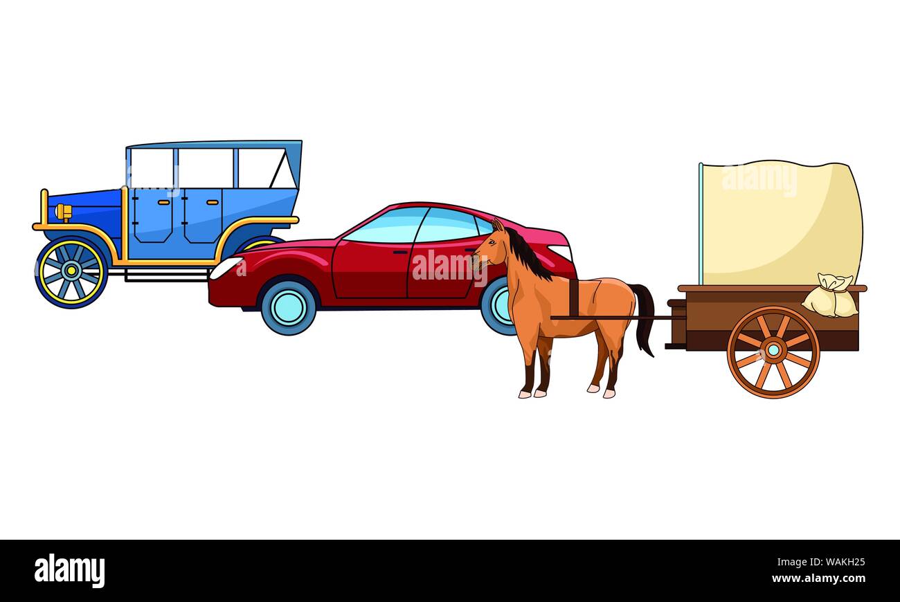 Classic cars and horse carriages vehicles Stock Vector Image & Art Alamy