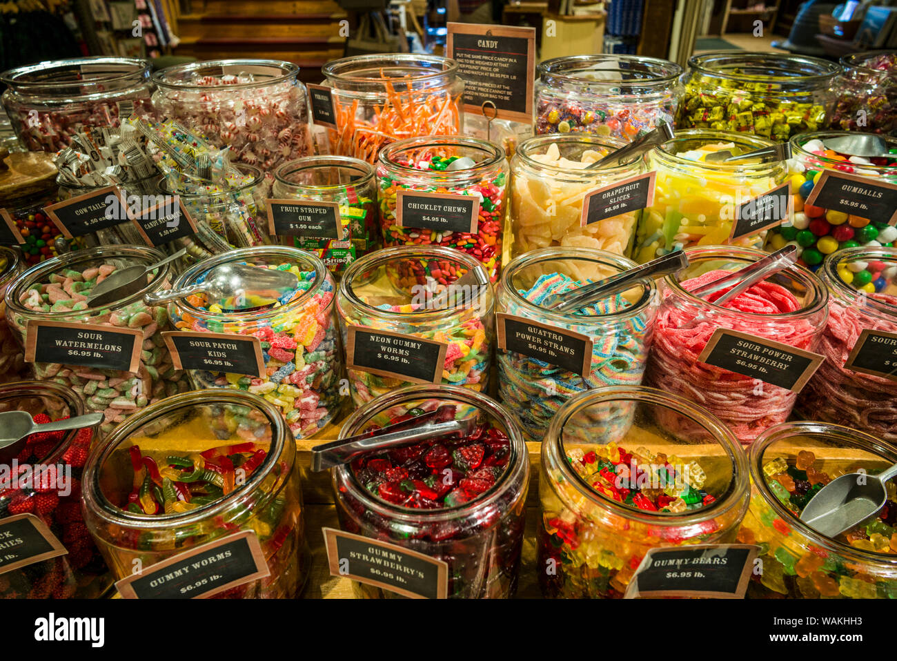 USA, Vermont, Rockingham. The Vermont Country Store, penny candy Stock Photo