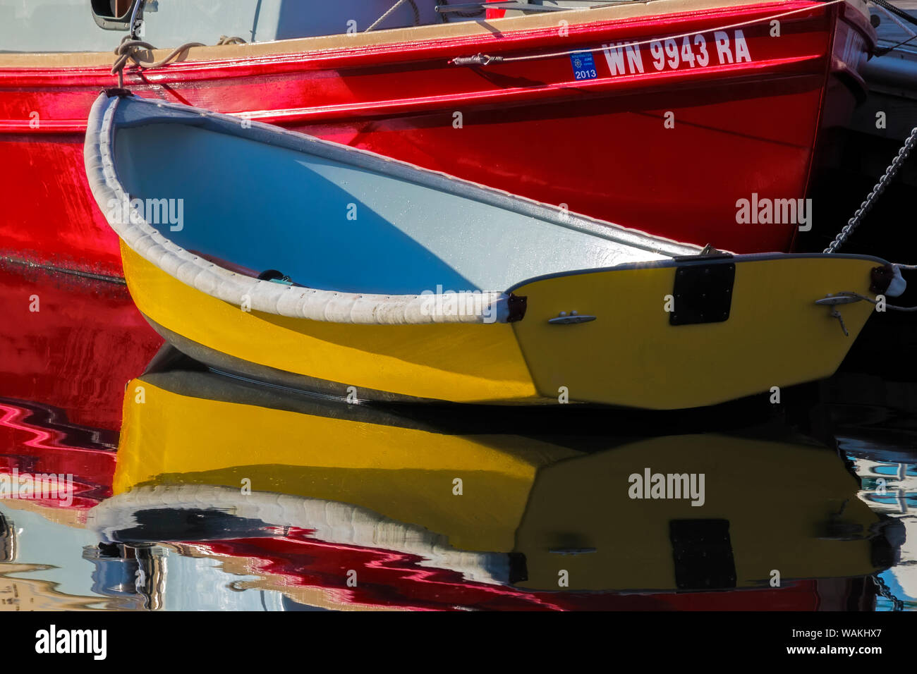 USA, Washington, Port Townsend. Colorful boats in water. Credit as: Jim Nilsen / Jaynes Gallery / DanitaDelimont.com Stock Photo