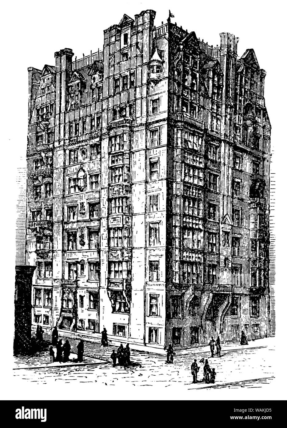 Berkshire Apartmenthouse in New York, by. C. Pfeiffer., ,  (encyclopedia, 1898) Stock Photo