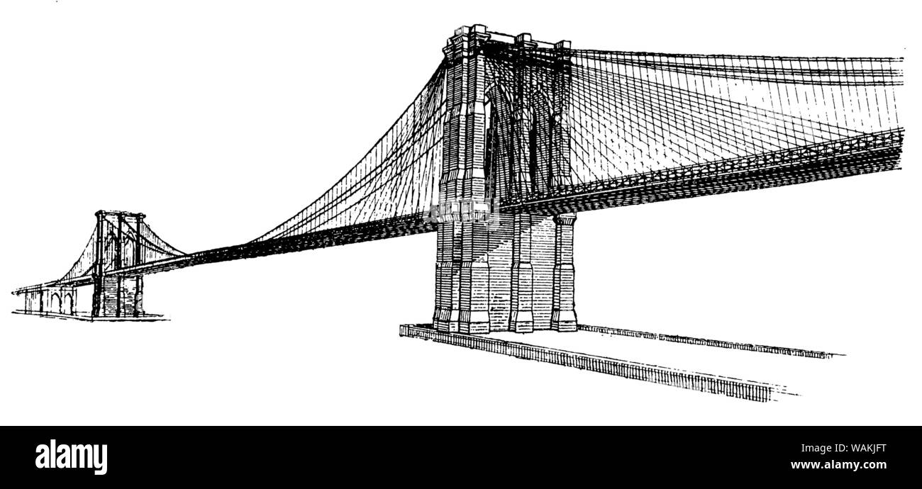 East River Bridge, ,  (encyclopedia, 1889) Stock Photo