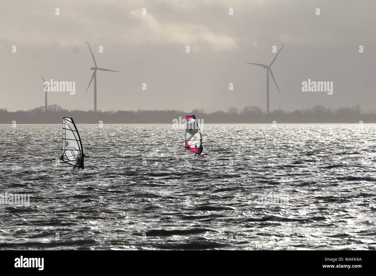 Windsurfer auf dem Jadebusen vor Wilhelmshaven Stock Photo