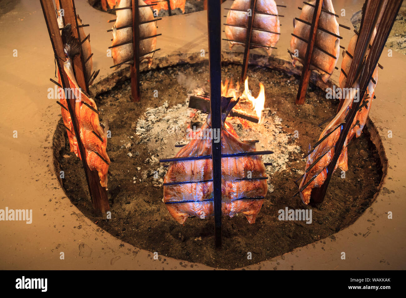 Salmon cooked traditional Indian Style, Tillicum Village on Blake