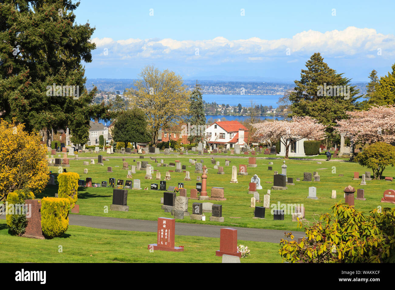 Lake View Cemetery, Capital Hill area of Seattle, Washington State Stock Photo