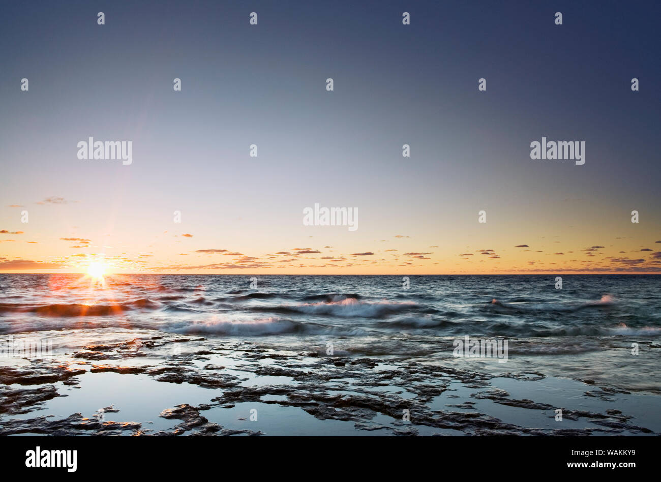 USA, Wisconsin, Lake Michigan. Sunrise on lake shore. Credit as: Dennis Flaherty / Jaynes Gallery / DanitaDelimont.com Stock Photo