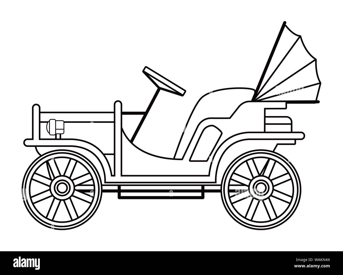 Classic Antique Car Vehicle In Black And White Stock Vector Image Art